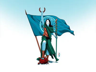 UNITE for Victory character classical coronavirus covid covid19 creative flag globe graphicblack illustration illustrations medical worker medicine propaganda social unity vector victory warrior world