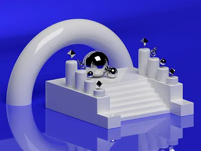 Arch and alter 3d 3d design adobe dimension altar arch geometric design spheres stairs
