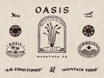 Oasis Cafe Brand Exploration branding design ephemera hand lettering historic illustration logo procreate typography vintage