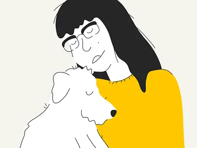 Puqui ♡ design dog doggo flat girl illustration illustrator pet procreate vector yellow