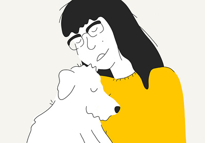 Puqui ♡ design dog doggo flat girl illustration illustrator pet procreate vector yellow