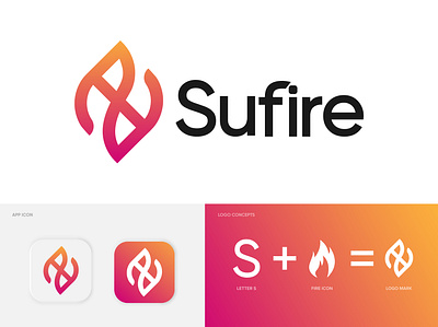 S + Fire Logo Concepts | Sufire (Unused) abstract app icon brand identity branding branding agency branding and identity fire logo gradient logo illustration letter logo lettermark logo collection logodesign modern logo monogram monogram logo s letter logo s logo symbol symbol icon