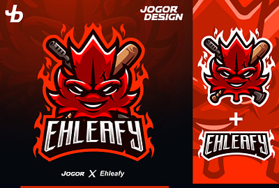 Ehleafy Canadian esport streamer logo Projects canada canadian character ehleafy esports logo fire illustration jogor leaf logo mascot red top typogaphy vector