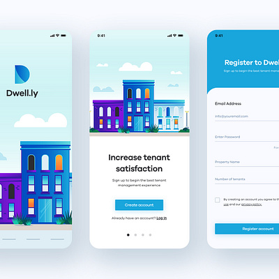 Onboarding Concept - Dwell.ly app brand design flat illustration logo typography ui ux web