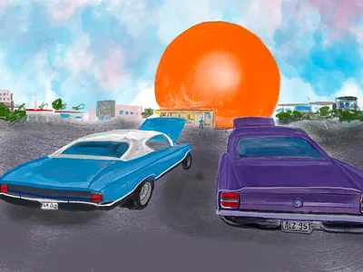 Orange Julep architecture cars digital art diner illustration julep montreal orange retro summer vintage vintage cars