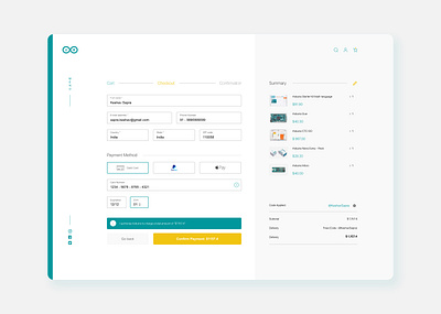 Checkout Page - arduino.cc 100daychallenge aqua aquablue arduino branding challenge checkout checkout form daily ui challenge design figma illustration logo microcontroller minimilistic simple ui ux vector white space