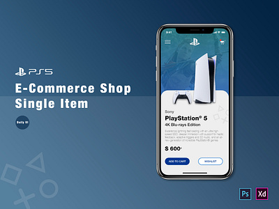 Daily UI 011 - E Commerce Shop Single Item app design appdesign dailyui dailyui011 eccomerce ecommerce app ecommerce shop ps5 ui