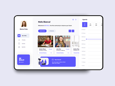 Bold Mentorships agenda bold organization color dashboard dashboard design dashboard ui education website educational google meets meetings mentorship meting schedule scholarships social network student ui university user interface zoom