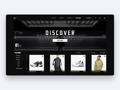 Nike - Website Redesign Concept clothes shop clothes store dark mode dark theme nike nike air nike air max nike shoes redesign ui uidesign uiux uiuxdesign ux web design webdesign website website concept website design