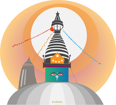 Swoyambhu Stupa design illustration illustrator karma nepal stupa swoyambhu temple ui vector web website