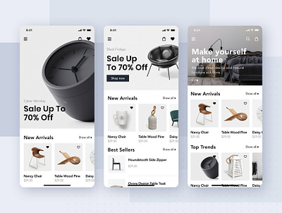 Furniture shop mobile app concept app concept flat interface kit material mobile template ui ui kit