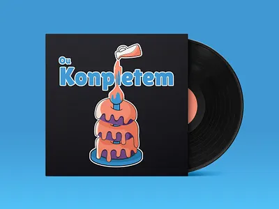 Vinyl Cover - Ou Konpletem cover cover design digital art donuts illustration vector art vintage vinyl