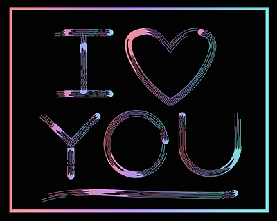 I Love U brush design flat font fonts heart illustration iloveyou kammerel letters love vector