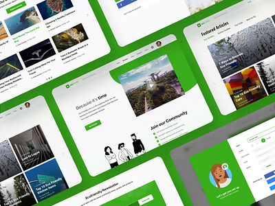 Ecofriendly.com Community Website activity feed articles clean community design ecology illustration network product profile page search sign up social ui ux videos website