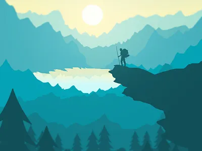 Alone in the mountains digital art illustration landscape nature silhouette