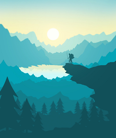 Alone in the mountains digital art illustration landscape nature silhouette