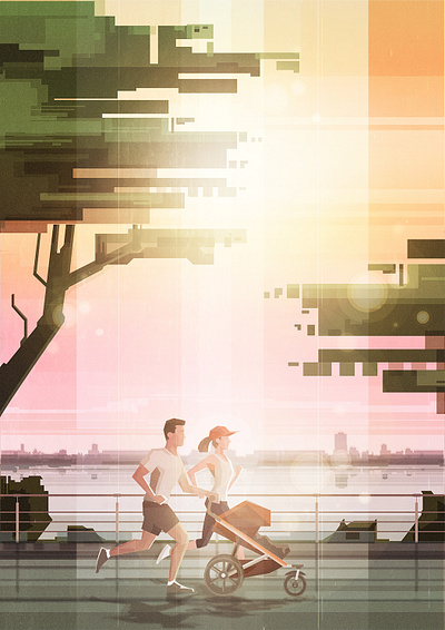 COUPLE RUNNING characterdesign illustration art illustrator lifestyle vector art