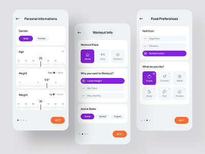 Health and Fitness App app design app ui appui appuiux fitness fitness app fitness center fitness mobile gym health ios minimal onboarding registration trendy ui walkthrough