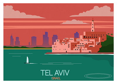 Tel Aviv design flat icon illustration vector