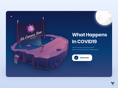 Corona Time - Since 2020 2020 2020 trend 2d background coronavirus covid19 dark app dark ui flat health illustration landing page minimal movie app nature trending ui vector web design website