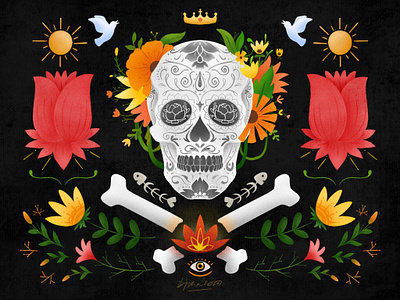 Calavera - Illustration dark design dribbble best shot flowers illustration illustration art mexican art skull sugarskull