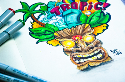 Tropical Doodle art copicmarkers design illustration ink moleskine summer tropic tropical
