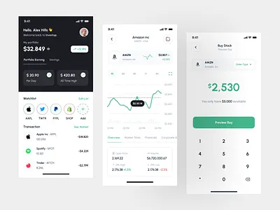 Investup - Mobile Design chart clean crypto design finance financial fintech mobile mobile design portfolio stock transaction ui uidesign uiux ux uxdesign