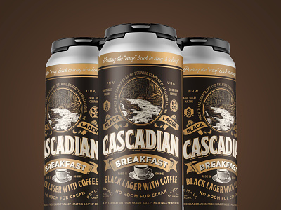 Cascadian Breakfast banner beer beer label branding brewery coffee design illustration lettering logo oregon packaging portland retro river type typography vintage