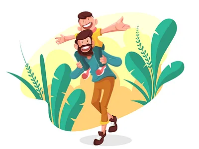 Happy Father's Day special dad day family father fathers day flat happy illustration kids papa parents vector