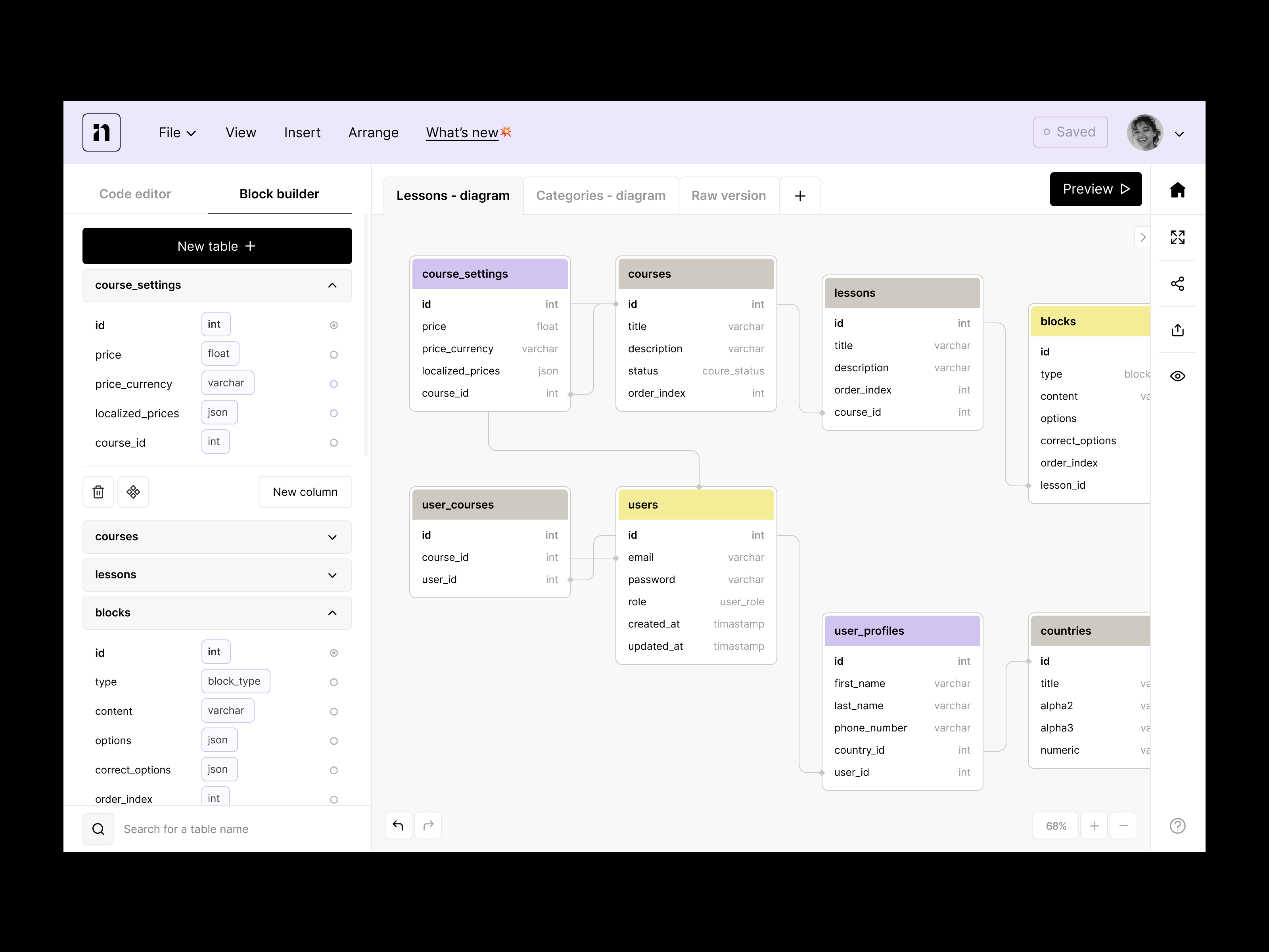 Database visual editor: web app, dashboard by Daniella for heartbeat on ...