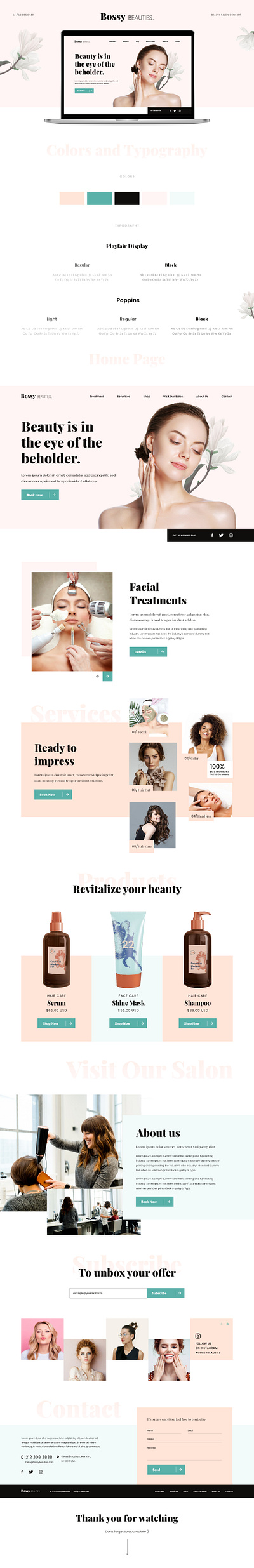 Beauty Salon Concept beauty salon branding business design ecommerce fashion brand homepagedesign landing page design photoshop salon shop ui uiux design web xd design