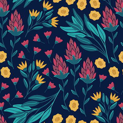 Magical floral pattern flower design printmaking repeating pattern seamlesspattern surface pattern surface pattern design
