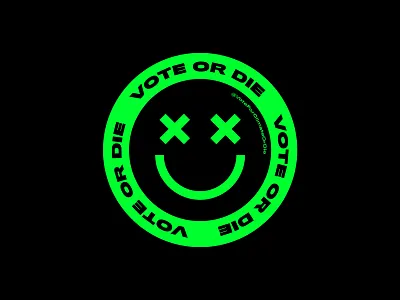 Vote for Climate or Die brutal brutalism design fluo fluorescent geometric illustration minimal round sticker shapes smile sticker sticker design vote