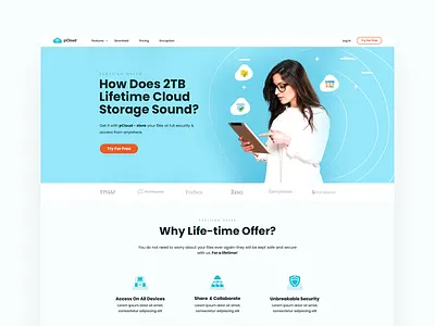 pCloud landing page design landingpage uiux webdesign