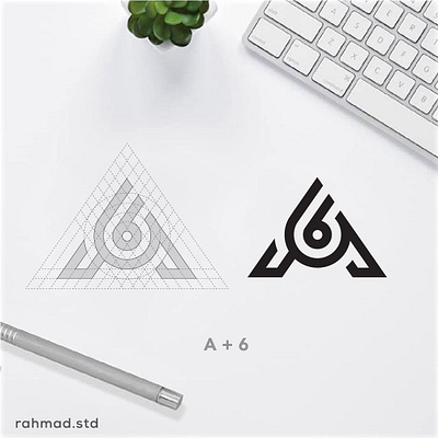 letter A + 6 logo concept brand desain ikon illustration logo merek vector vektor