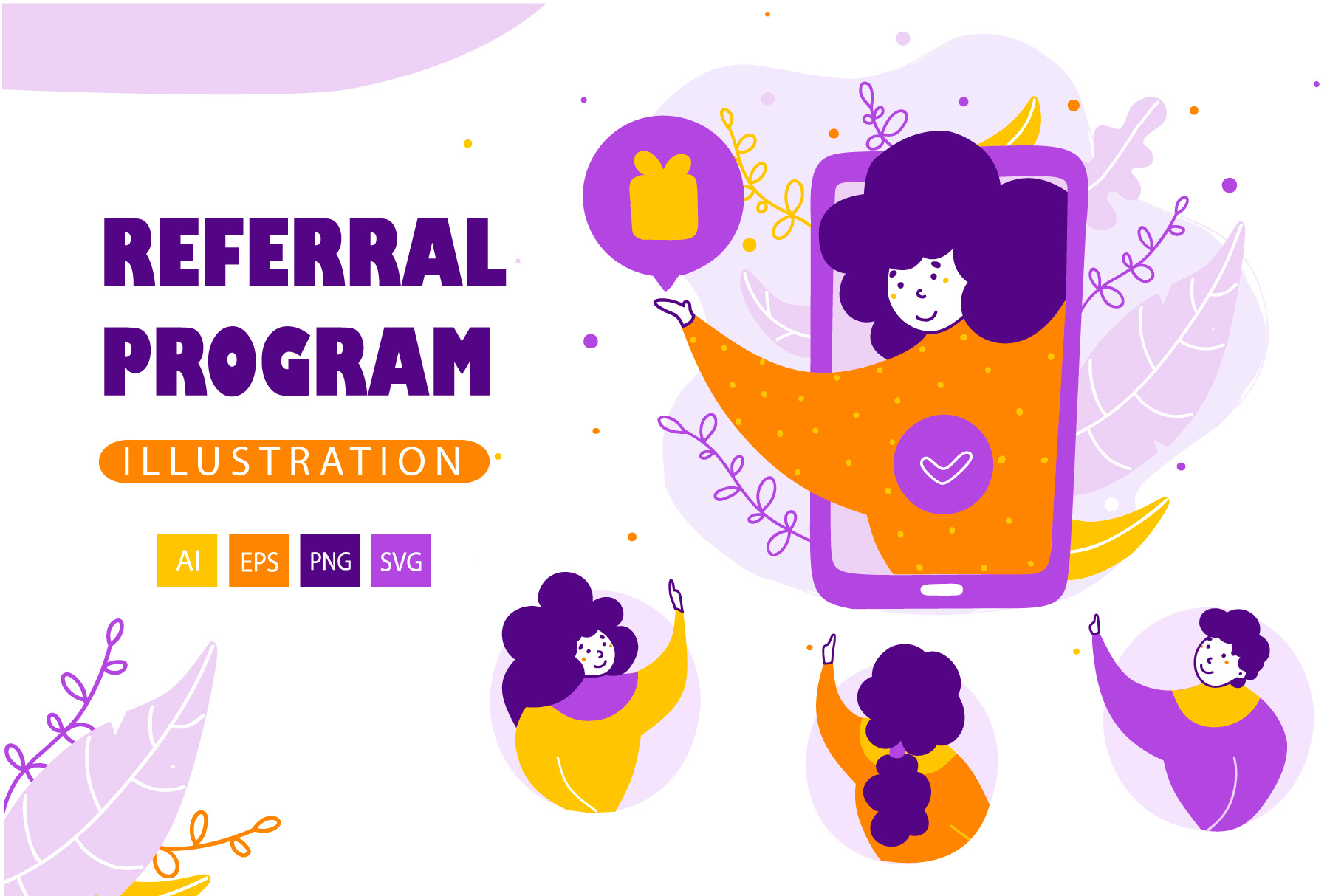 Example of Referral program - Cartoon Illustrations