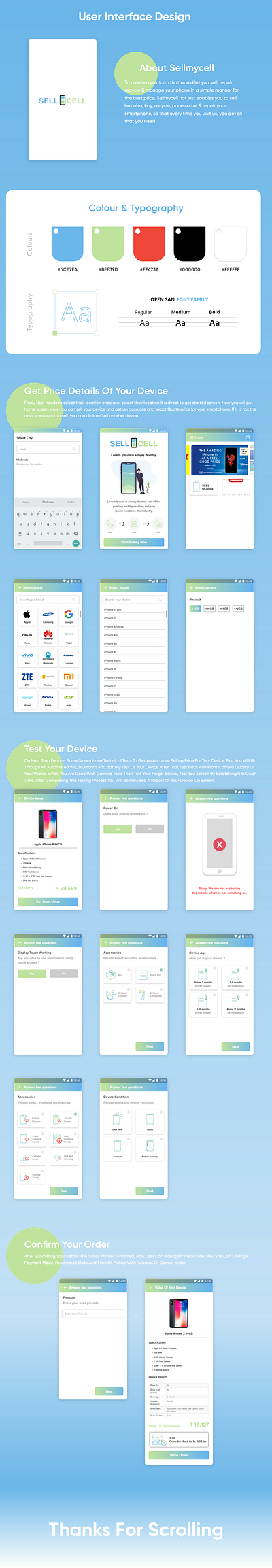 sell my cell branding design typography ui ux