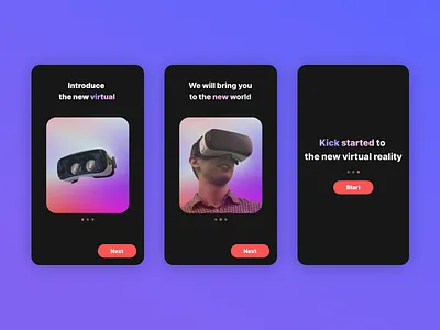 Virtual Reality Onboarding branding design gradient mobile ui vr