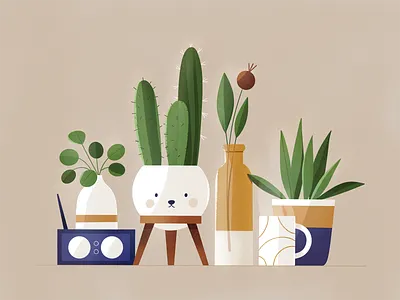 Plants 2d characters design face flat flowers illustration plants procreate shape stuff texture things