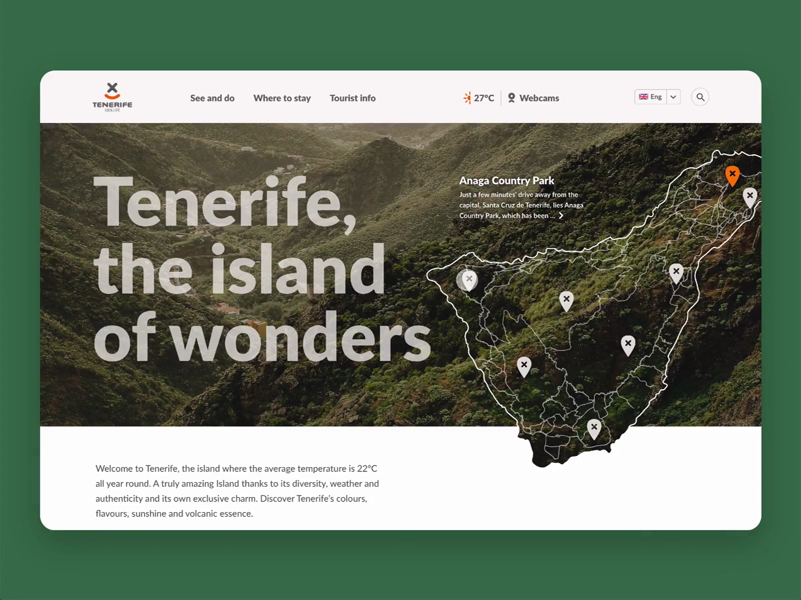 Example of Tenerife tourism website design