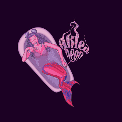 Aklea Neon aklea neon album artwork bath bathtub covid19 design girl illustration lady mask mermaid sailor moon sexy siren stay inside stayinside tub