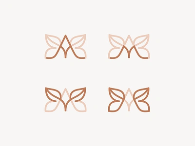 AM monogram am butterfly leaf logo logotype massage minimalism monogram nature spa