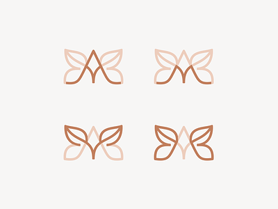AM monogram am butterfly leaf logo logotype massage minimalism monogram nature spa