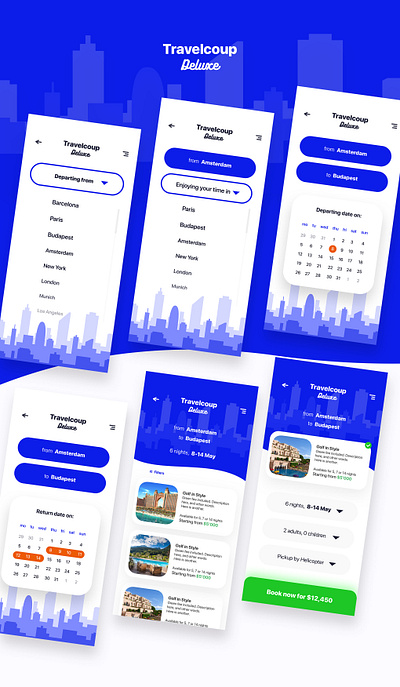 Travel App Design - Easy booking in 3 steps app blue book booking car cart design ios modern travel travel agency travel app traveling travelling ui ux