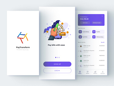 PayTranform App app branding corporate identity design ecommerce icon illustration logo minimalist mobile app design ux