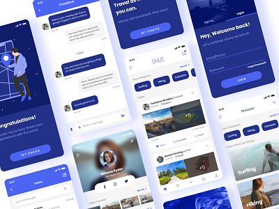 Graze Travel Application UI Kit adobe xd app design ios app design mobile mobile app mobile app design mobile ui travel app travel app design traveling user interface design