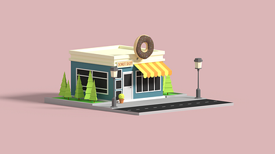 Donut shop 3d 3d art 3d lowpoly blender blender3d design illustration lowpoly lowpolyart