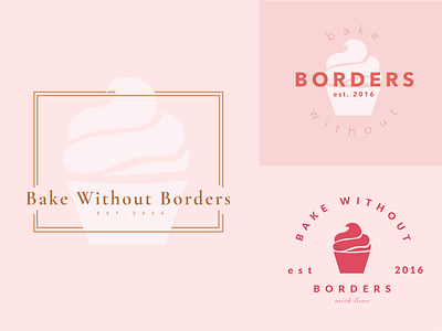 Bake Without Borders Logo baking cupcake food girly illustrator logo logo design minimal pink vector art