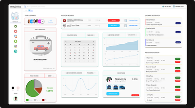 Mechanic Dashboard System app branding design flat graphic design icon minimal typography ui ux web website