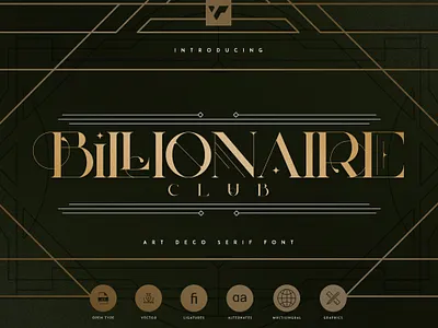Billionaire Club - Art Deco Serif art art deco art deco serif art decor decor decoration design font font design lettering luxury luxury font sans serif sans serif font serif serif font serif fonts type typeface typography